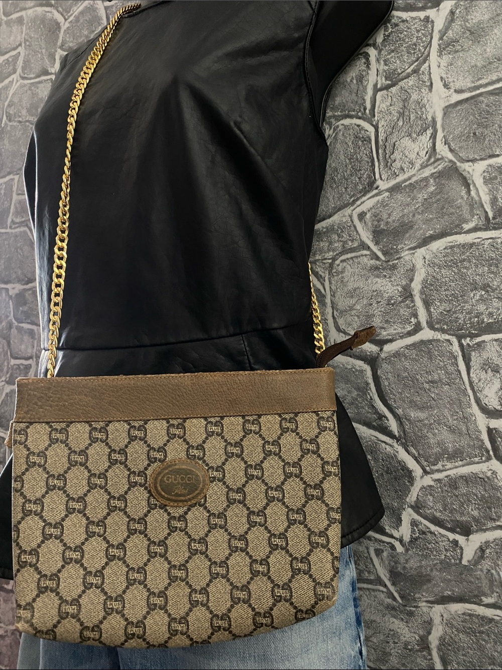 Authentic Gucci GG Plus Vintage Pouch Clutch bag